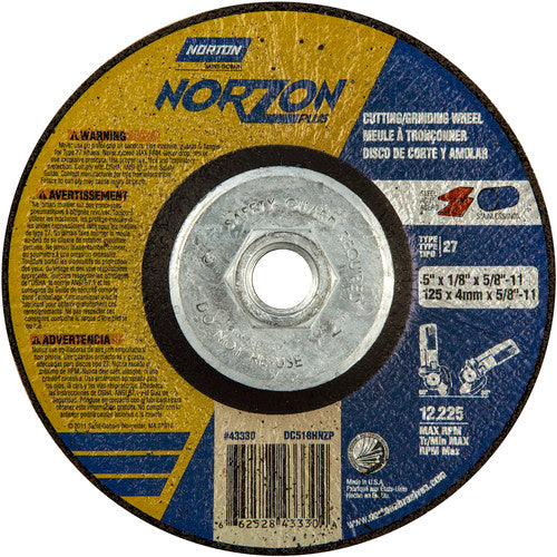 5″ × 1/8″ × 5/8″ NorZon Plus Non-Woven Depressed Center Wheel Type 27 - Apex Tool & Supply
