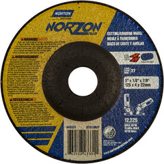 5″ × 1/8″ × 7/8″ NorZon Plus Non-Woven Depressed Center Wheel Type 27 Ceramic Alumina / Zirconia Alumina - Apex Tool & Supply