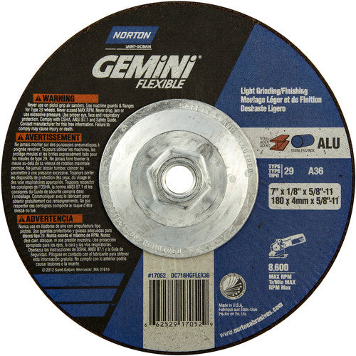 ‎7″ × 1/8″ × 5/8″-11 Charger Non-Woven Depressed Center Wheel Type 29 36 Grit - Apex Tool & Supply