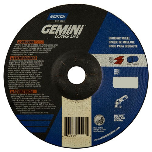 7 × 1/4 × 7/8″ Gemini Long Life Grinding Wheel A 24 R Type 27 - Apex Tool & Supply