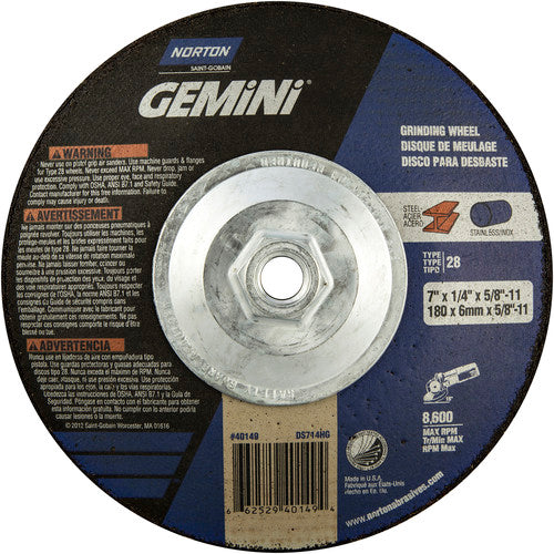 7″ × 1/4″ × 5/8″ Gemini Non-Woven Depressed Center Wheel Type 28 Saucer - Apex Tool & Supply