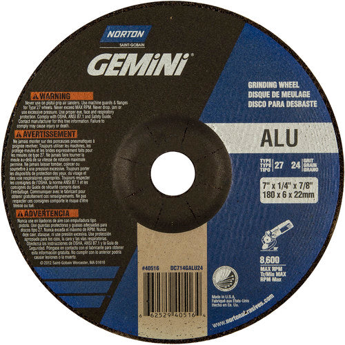 7″ × 1/4″ × 7/8″ Gemini Non-Woven Depressed Center Wheel Type 27 24 Grit Aluminum Oxide - Apex Tool & Supply