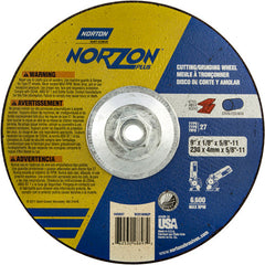 9″ × 1/8″ × 5/8″ NorZon Plus Non-Woven Depressed Center Wheel Type 27 - Apex Tool & Supply