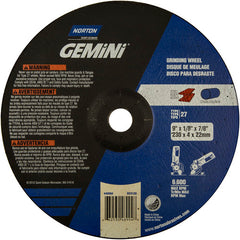 9″ × 1/8″ × 7/8″ Gemini Non-Woven Depressed Center Wheel Type 27 24 Grit Aluminum Oxide - Apex Tool & Supply