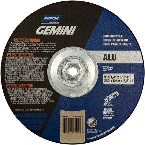 ‎9″ × 1/4″ × 5/8″-11 Gemini Non-Woven Depressed Center Wheel Type 27 24 Grit - Apex Tool & Supply