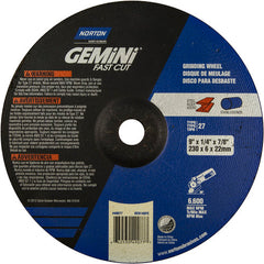 9″ × 1/4″ × 7/8″ Gemini Non-Woven Depressed Center Wheel Type 27 24 Grit Aluminum Oxide - Apex Tool & Supply