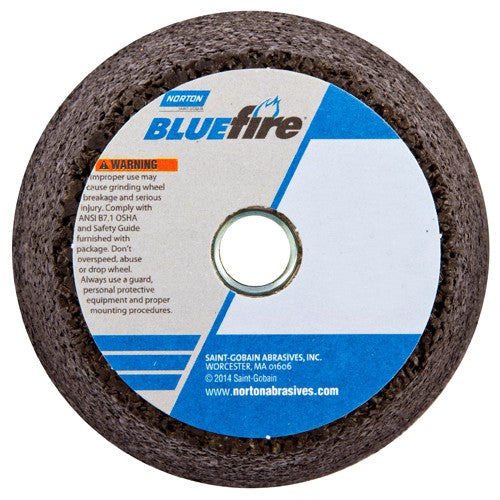 4″ / 3″ × 2″ × 5/8″-11 Snagging Wheel Blue Fire Type 11 Flaring Cup 16 Grit - Apex Tool & Supply