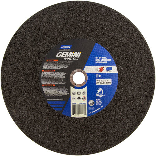 14 × 3/32 × 1″ Gemini Rapid Cut Chop Saw Cut-Off Wheel A 36 P Type 01/41 - Apex Tool & Supply