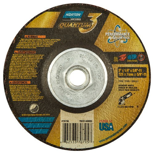 ‎5″ × 1/4″ × 5/8″-11 - T27 - Quantum 3 Depressed Center Wheel - Apex Tool & Supply