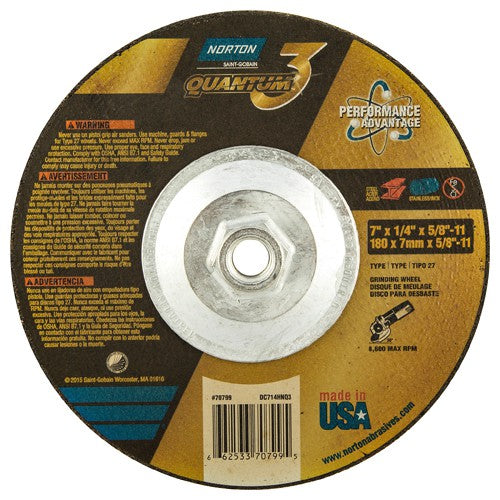 ‎7″ × 1/4″ × 5/8″-11 - T27 - Quantum 3 Depressed Center Wheel - Apex Tool & Supply