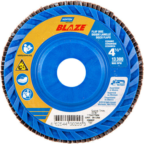 ‎4-1/2″ × 1/4″ × 7/8″ SG Blaze R980P Flap Disc Type 27 Flat 80 Grit - Apex Tool & Supply