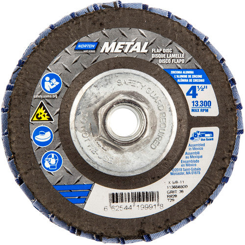 ‎4-1/2 × 5/8 - 11″ Metal Fiberglass Conical Flap Disc Type 29 P36 Grit R828 Zirconia Alumina - Apex Tool & Supply