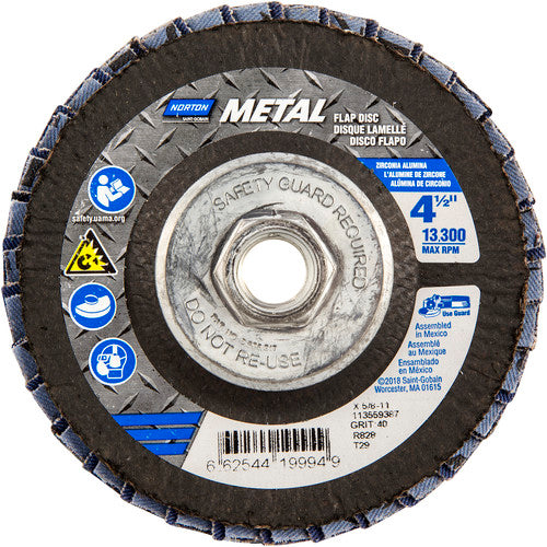 ‎4-1/2 × 5/8 - 11″ Metal Fiberglass Conical Flap Disc Type 29 P40 Grit R828 Zirconia Alumina - Apex Tool & Supply