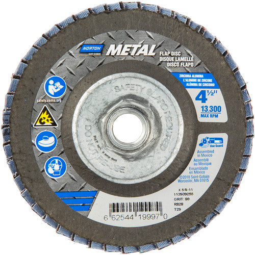 ‎4-1/2 × 5/8 - 11″ Metal Fiberglass Conical Flap Disc Type 29 80 Grit R828T Zirconia Alumina - Apex Tool & Supply