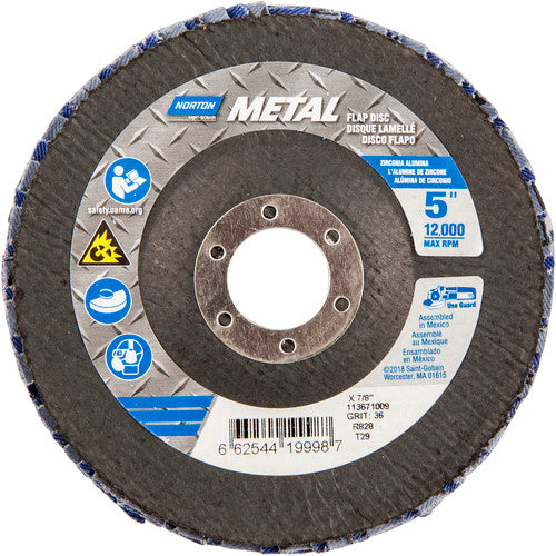 5″ × 1/4″ × 7/8″ Metal Flap Disc Type 29 Conical 36 Grit Zirconia Alumina - Apex Tool & Supply