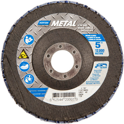 5″ × 1/4″ × 7/8″ Metal Flap Disc Type 29 Conical 40 Grit Zirconia Alumina - Apex Tool & Supply
