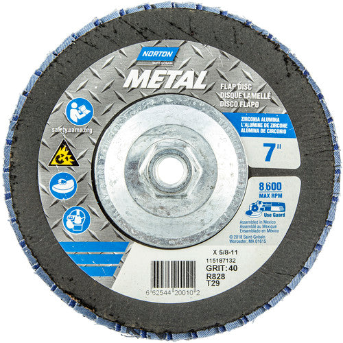 ‎7 × 5/8 - 11″ Metal Fiberglass Conical Flap Disc Type 29 P40 Grit R828 Zirconia Alumina - Apex Tool & Supply