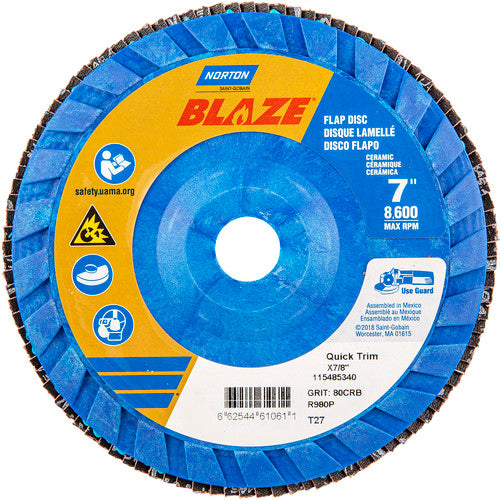 7″ × 1/4″ × 7/8″ SG Blaze R980P Flap Disc Type 27 Flat 80 Grit - Apex Tool & Supply