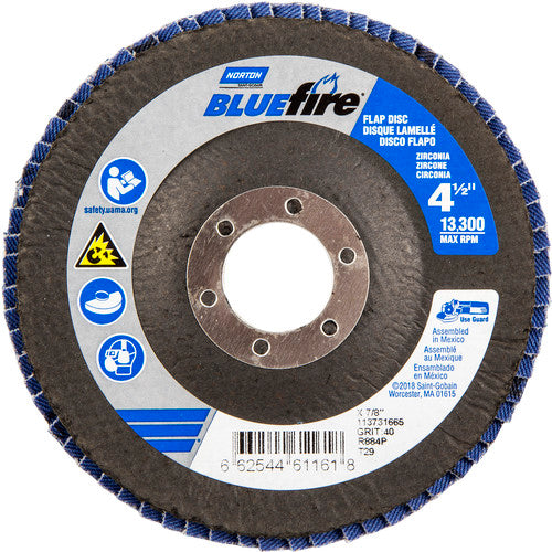 ‎4-1/2 × 7/8″ BlueFire Fiberglass Conical Flap Disc Type 29 P40 Grit R884P Zirconia Alumina - Apex Tool & Supply