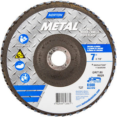 7″ × 1/4″ × 7/8″ Metal Flap Disc Type 27 Flat 80 Grit Zirconia Alumina - Apex Tool & Supply