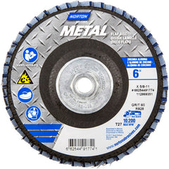 6″ × 1/4″ × 5/8″ Metal Flap Disc Type 27 Flat 60 Grit Zirconia Alumina - Apex Tool & Supply
