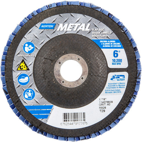 6 × 7/8″ Metal Fiberglass Conical Flap Disc Type 29 P40 Grit R828 Zirconia Alumina - Apex Tool & Supply