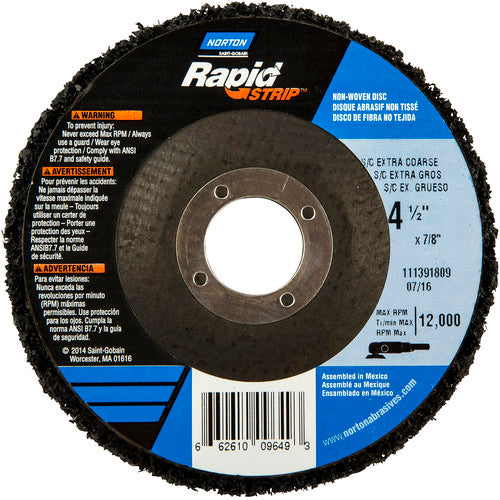 ‎4-1/2 × 7/8″ Bear-Tex Rapid Strip Non-Woven Depressed Center Disc Silicon Carbide Extra Coarse Grit Type 27 - Apex Tool & Supply