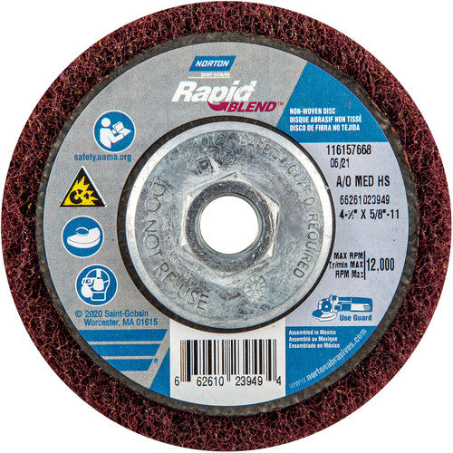 ‎4-1/2″ × 5/8″-11 Rapid Prep Depressed Center Finishing Wheel 150-180 Grit Aluminum Oxide - Apex Tool & Supply
