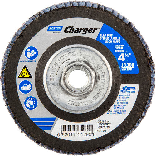 ‎4-1/2″ × 1/4″ × 5/8″ Charger R822 Flap Disc Type 29 Conical 36 Grit - Apex Tool & Supply