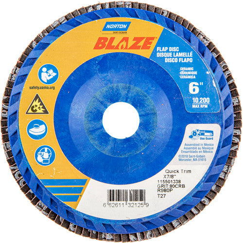 6″ × 7/8″ 40 Grit Type 27 Blaze Flap Disc - Apex Tool & Supply
