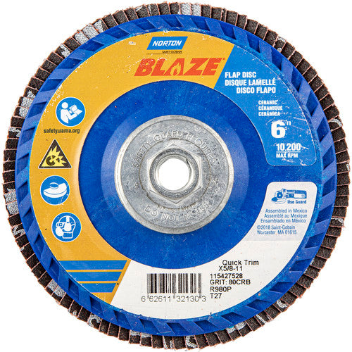 ‎6″ × 5/8″-11 80 Grit Type 27 Blaze Flap Disc - Apex Tool & Supply
