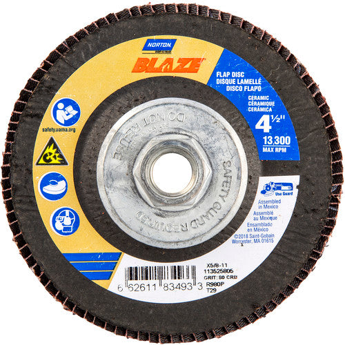 ‎4-1/2″ × 1/4″ × 5/8″ SG Blaze R980P Flap Disc Type 29 Conical 80 Grit - Apex Tool & Supply