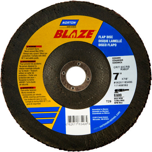 7″ × 1/4″ × 7/8″ SG Blaze R980P Flap Disc Type 29 Conical 80 Grit - Apex Tool & Supply
