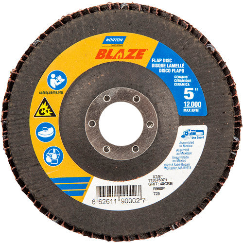5 × 7/8″ Blaze Fiberglass Conical Flap Disc Type 29 40 Grit R980P Premium Ceramic Alumina - Apex Tool & Supply