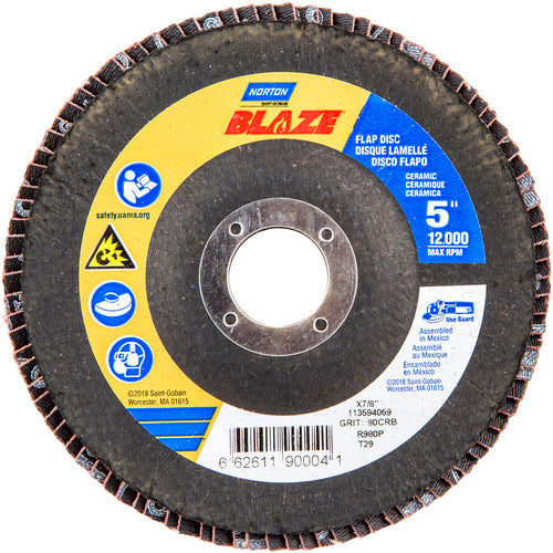 5″ × 1/4″ × 7/8″ SG Blaze R980P Flap Disc Type 29 Conical 80 Grit - Apex Tool & Supply