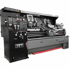 Jet - 17" Swing, 40" Between Centers, 230/460 Volt, Triple Phase Engine Lathe - 7-1/2 hp, 3-1/8" Bore Diam, 44" Deep x 68" High x 94" Long - Apex Tool & Supply