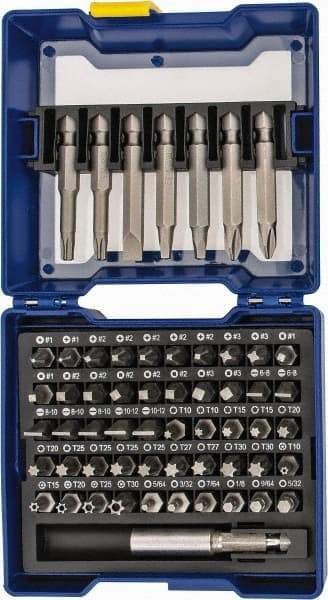 Irwin - 58 Piece, 1/4" Drive Screwdriver Insert Bit Set - #1 to #3 Phillips, 0.05 to 1/4" Hex, 1.27 to 10mm Hex, T10 to T40 Torx, #1 to #3 Square Recess - Apex Tool & Supply