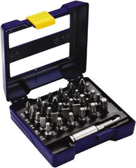 Irwin - 31 Piece, 1/4" Drive Screwdriver Insert Bit Set - #0 to #3 Phillips, 0.05 to 1/4" Hex, 1.27 to 10mm Hex, T10 to T40 Torx, #1 to #3 Square Recess - Apex Tool & Supply
