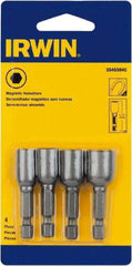 Irwin - 4 Piece, Nutsetter Handle, Bit Holder - 1/4" Hex Drive - Apex Tool & Supply