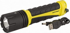 PRO-SAFE - White LED Bulb, 500 Lumens, Industrial/Tactical Flashlight - Black, Yellow Aluminum Body, 4 AA Batteries Not Included - Apex Tool & Supply