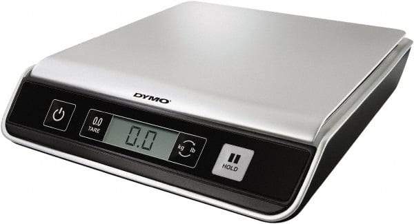 Dymo - 9.2" Base, 25 Lb Capacity, Digital Scale - 0.01 Lb, 0.2 oz & 5 g Graduation, USB Cable from Computer or (3) AAA Batteries - Apex Tool & Supply