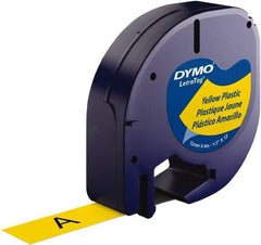 Dymo - 1/2" Wide x 156" Long, Black on Yellow Plastic Label Printer Cartridge - For DYMO Letratag Printers - Apex Tool & Supply