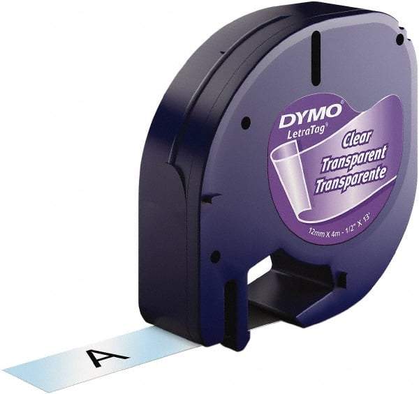 Dymo - 1/2" Wide x 156" Long, Black On Clear Plastic Label Printer Cartridge - For DYMO Letratag Printers - Apex Tool & Supply