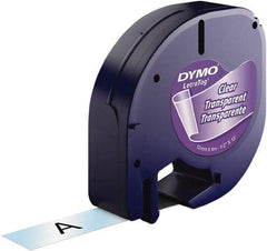 Dymo - 1/2" Wide x 156" Long, Black On Clear Plastic Label Printer Cartridge - For DYMO Letratag Printers - Apex Tool & Supply