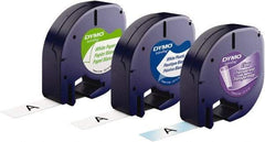 Dymo - 1/2" Wide x 156" Long, Black on White & Black On Clear Plastic/Paper Label Printer Cartridge - For DYMO Letratag Printers - Apex Tool & Supply