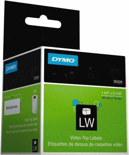 Dymo - 1.8" Wide x 3-3/32" Long, White Video Top Label - For DYMO LabelWriter Printers - Apex Tool & Supply