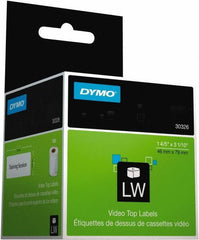 Dymo - 1.8" Wide x 3-3/32" Long, White Video Top Label - For DYMO LabelWriter Printers - Apex Tool & Supply
