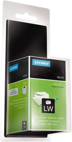 Dymo - 3/4" Wide x 2" Long, White Return Address Label - For DYMO LabelWriter Printers - Apex Tool & Supply