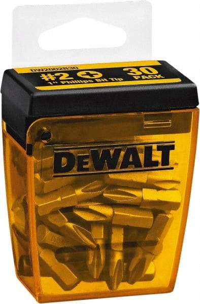 DeWALT - #2, Tip Phillips Screwdriver Bit - 1/4" Drive, 1" OAL - Apex Tool & Supply