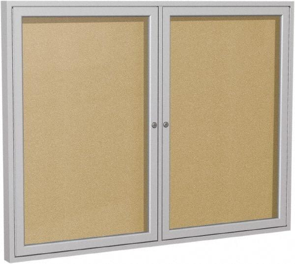 Ghent - 48" Wide x 36" High Enclosed Cork Bulletin Board - Vinyl, Caramel - Apex Tool & Supply